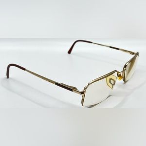 Vintage Zeiss 159036 197 Gold Rectangular Half-Rim Sunglasses Frames Only